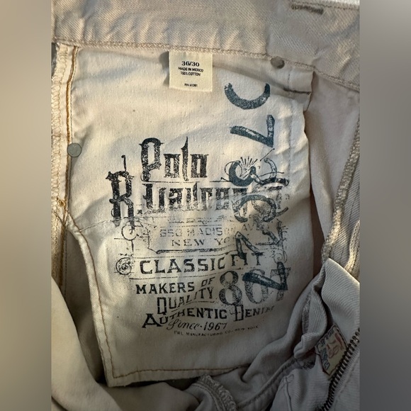 Polo Ralph Lauren 867 Jeans Men's 38x31 Classic Fit Beige Authentic Denim READ* - Picture 10 of 14